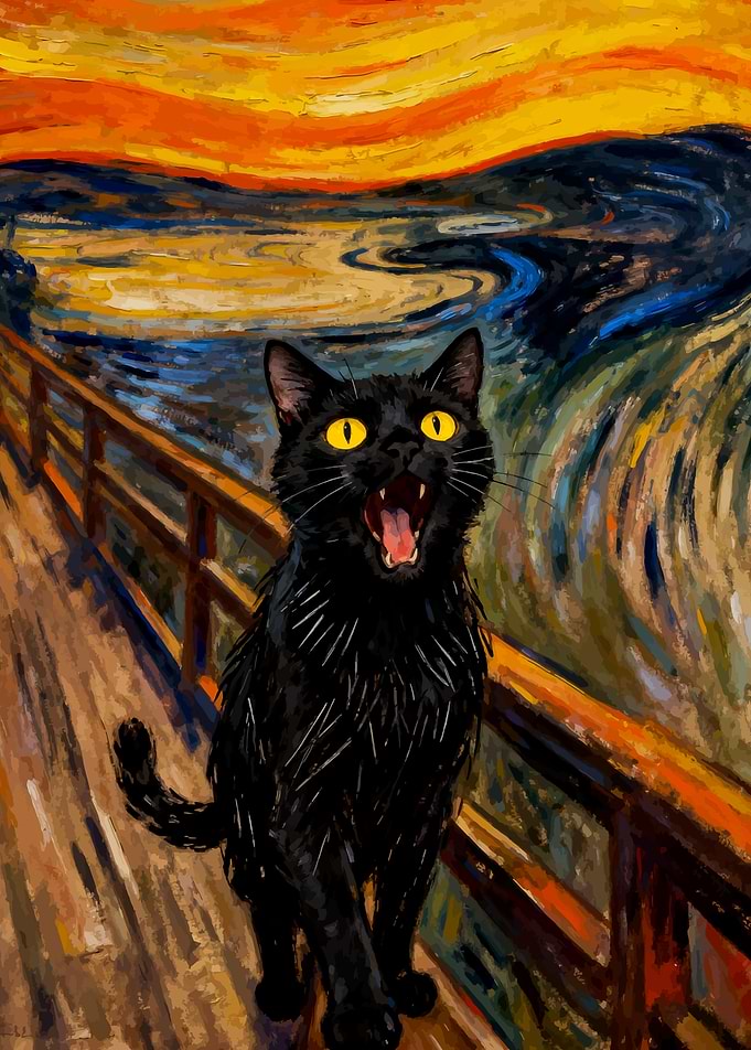The Scream Cat Parody Painting