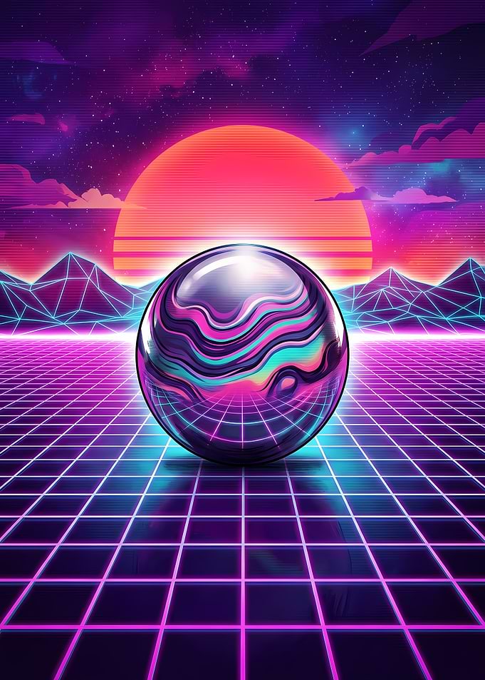 Retro Synthwave Sphere Landscape