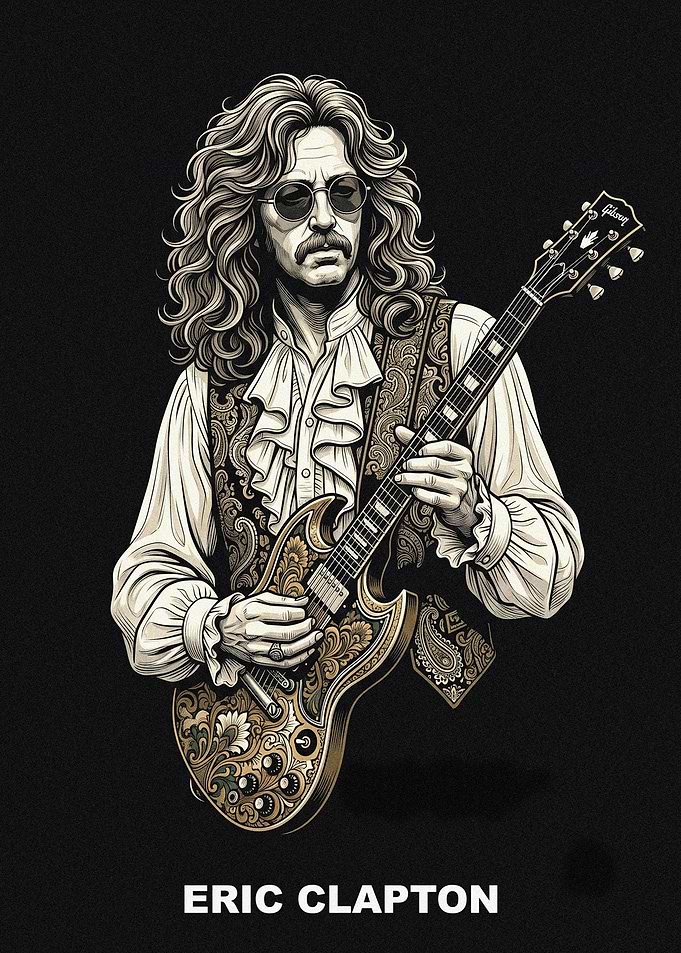 Eric Clapton Vintage Guitar Portrait