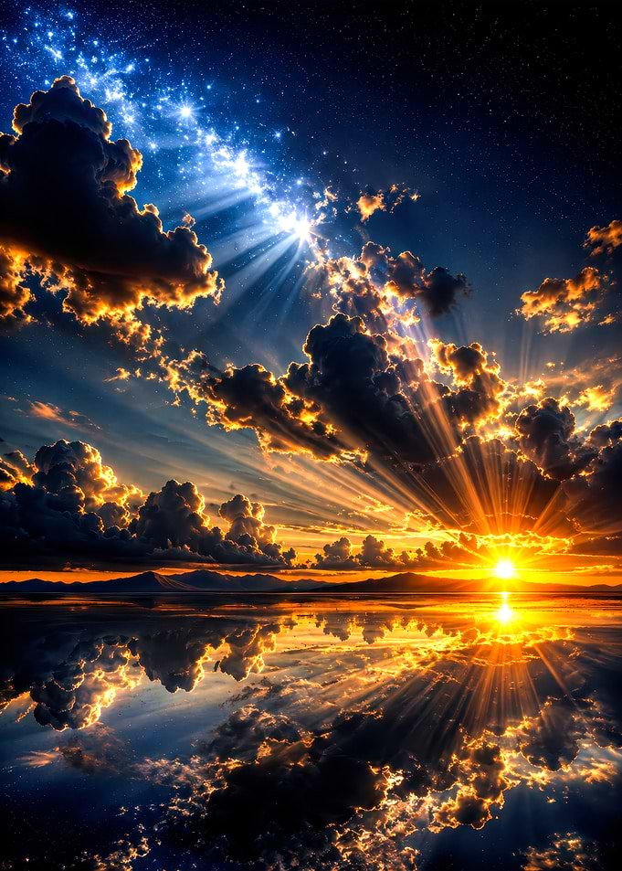 Stunning Celestial Sunset Over Water