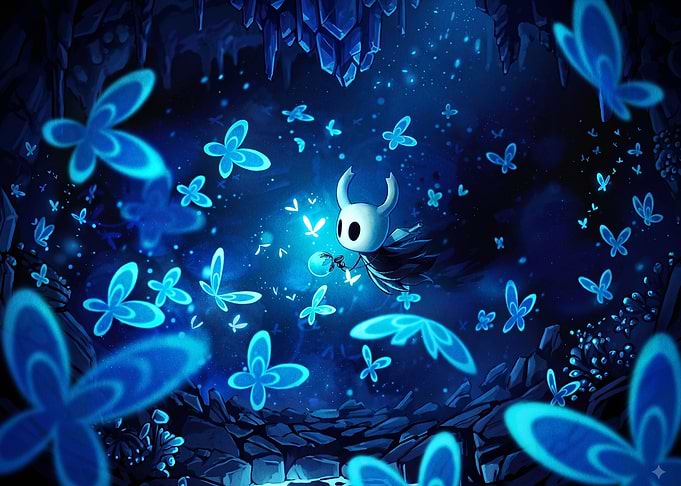 The Knight Surrounded by Blue Butterflies
