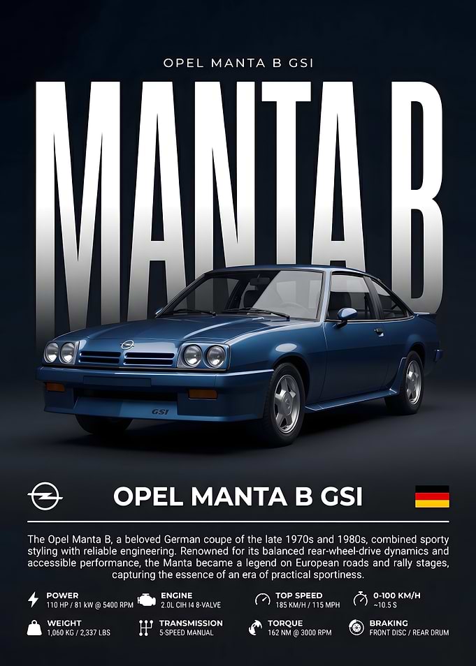 Opel Manta B GSI Car Poster