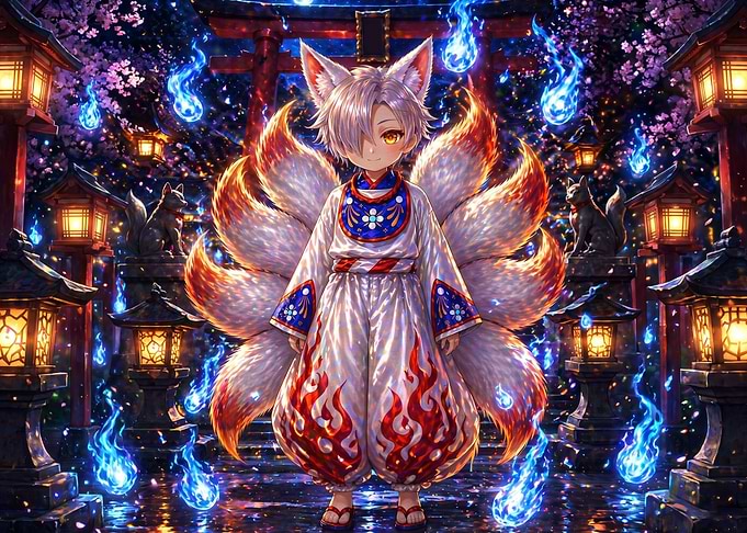 Nine-Tailed Fox Spirit in Shrine