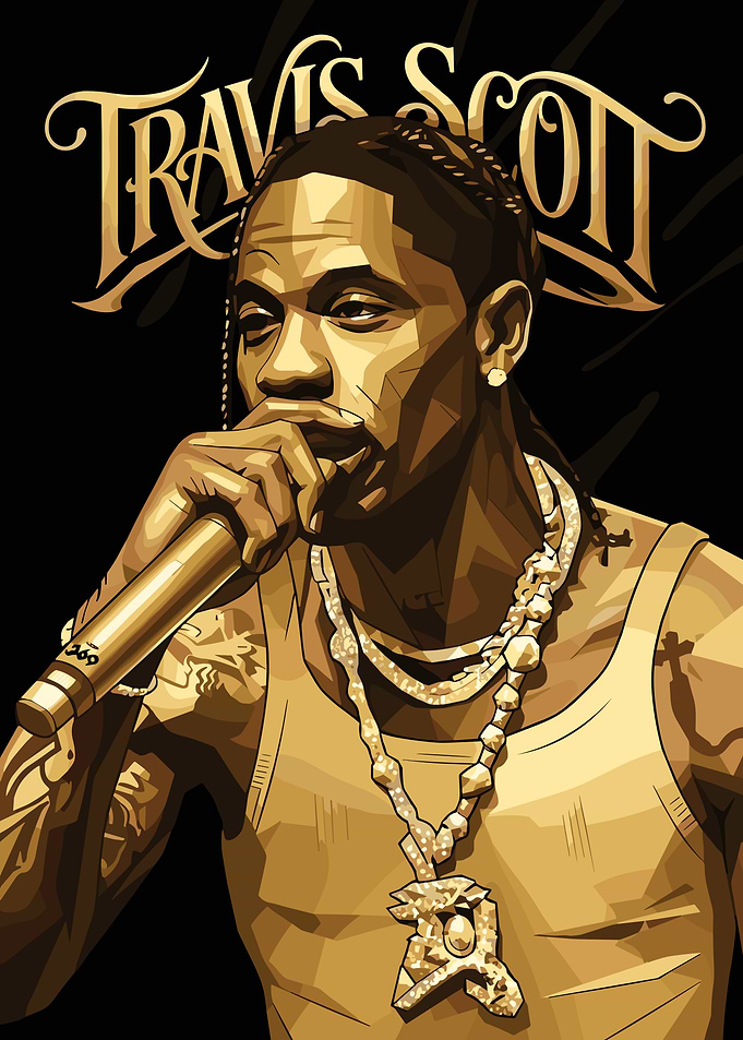 Travis Scott Gold Vector Portrait