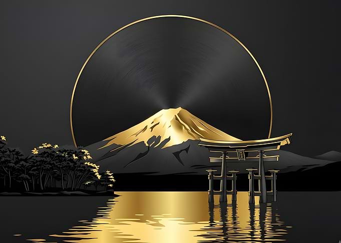 Golden Mount Fuji and Torii Gate