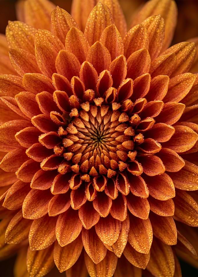 Macro Orange Chrysanthemum Flower