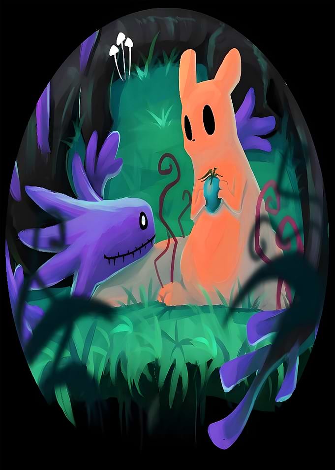 Rain World Slugcat and Lizard