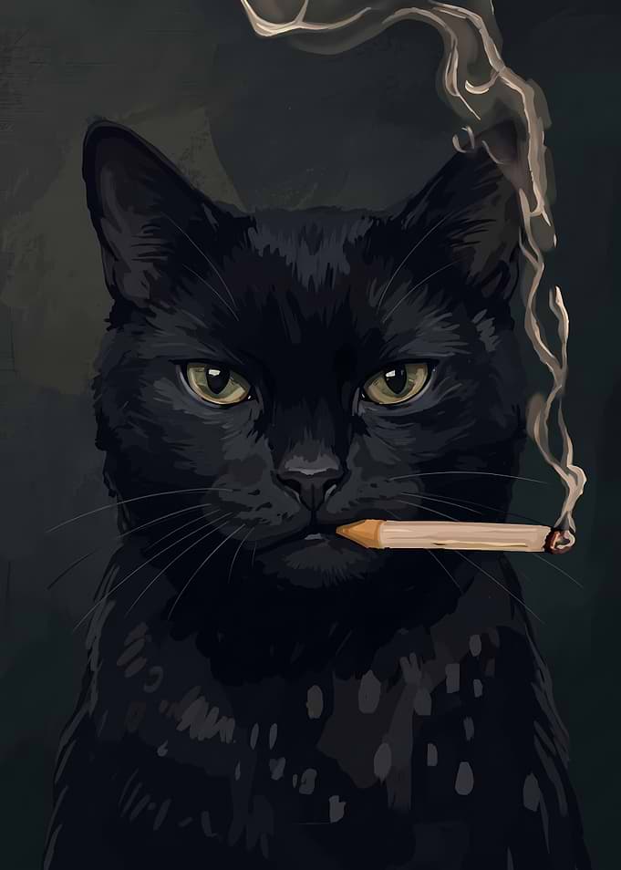 Cool Black Cat Smoking