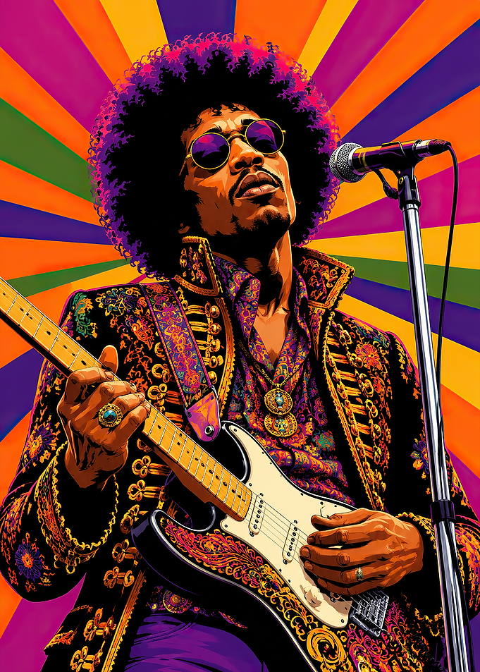 Jimi Hendrix Psychedelic Pop Art Portrait