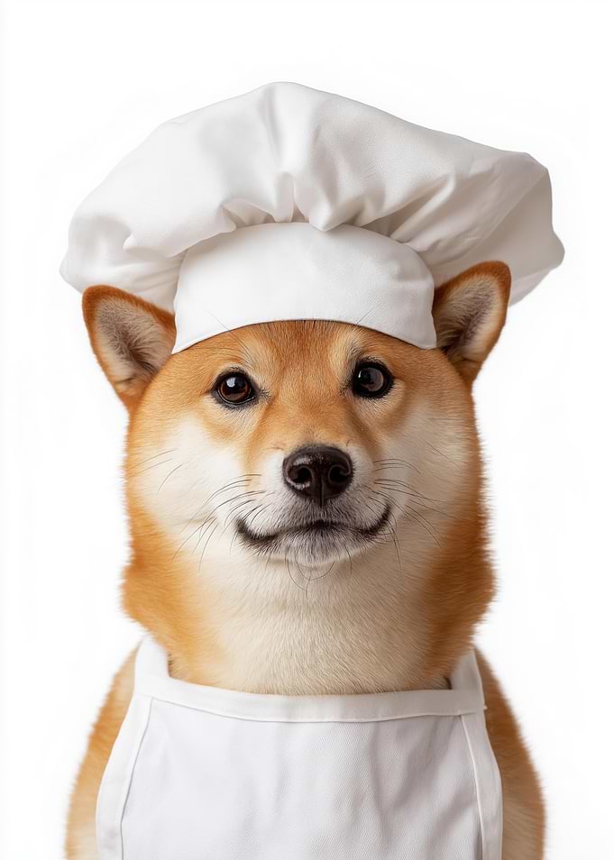 Shiba Inu Chef in White Hat