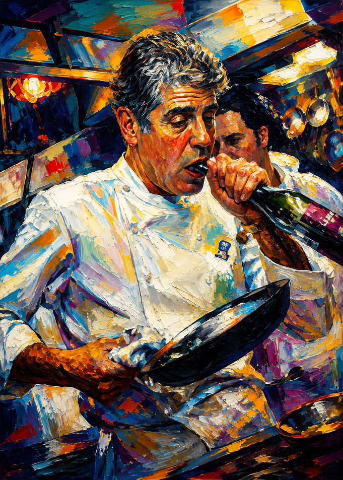 Anthony Bourdain Painting in Kitchen