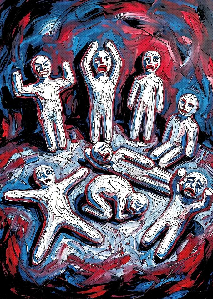 Abstract Expressionist Figures in Distress