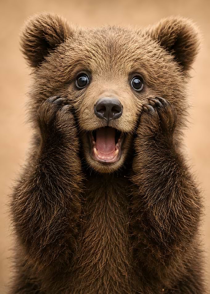 Surprised Baby Brown Bear Cub