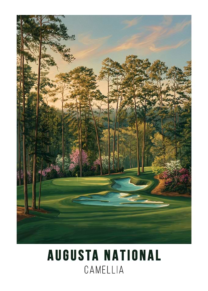 Augusta National Camellia Golf Poster
