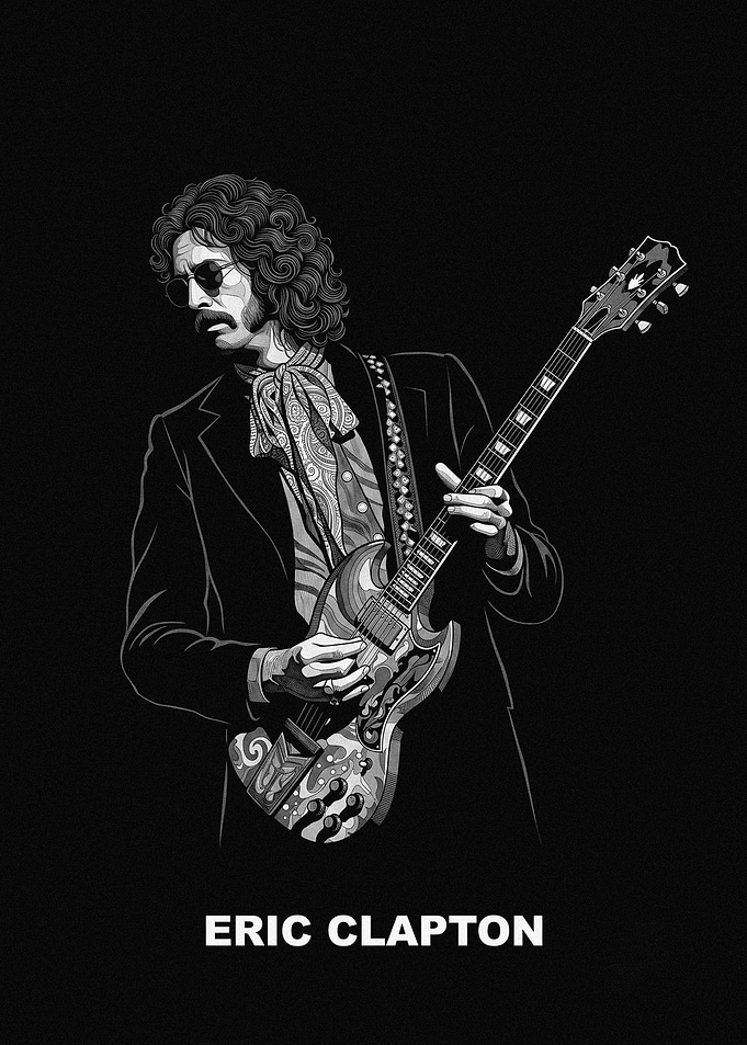 Eric Clapton Psychedelic Guitar Portrait
