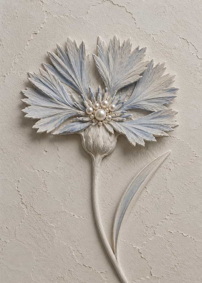Bas-relief Cornflower with Pearl Center