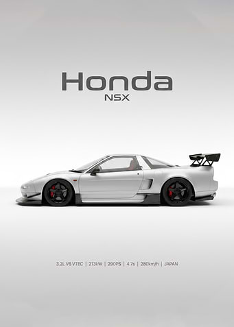 Minimalist Honda NSX white car Poster