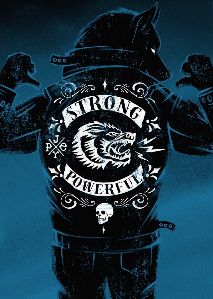 Strong Powerful Wolf Biker Jacket Illustration