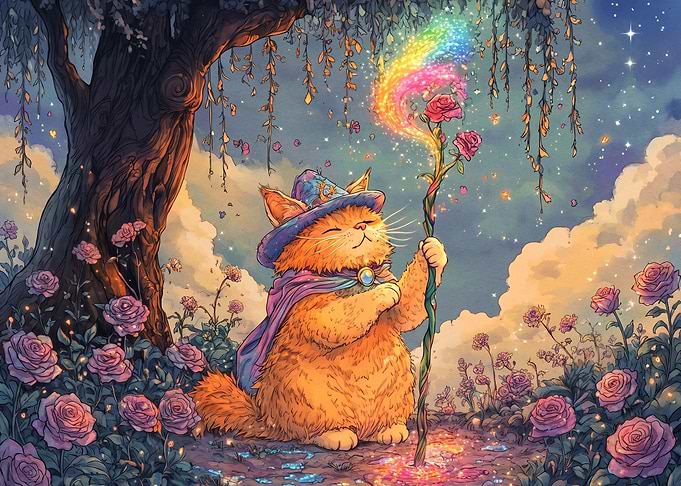 Magical Orange Wizard Cat