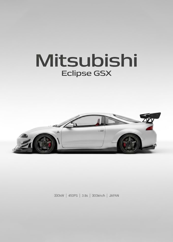 minimalist Mitsubishi Eclipse GSX car Poster