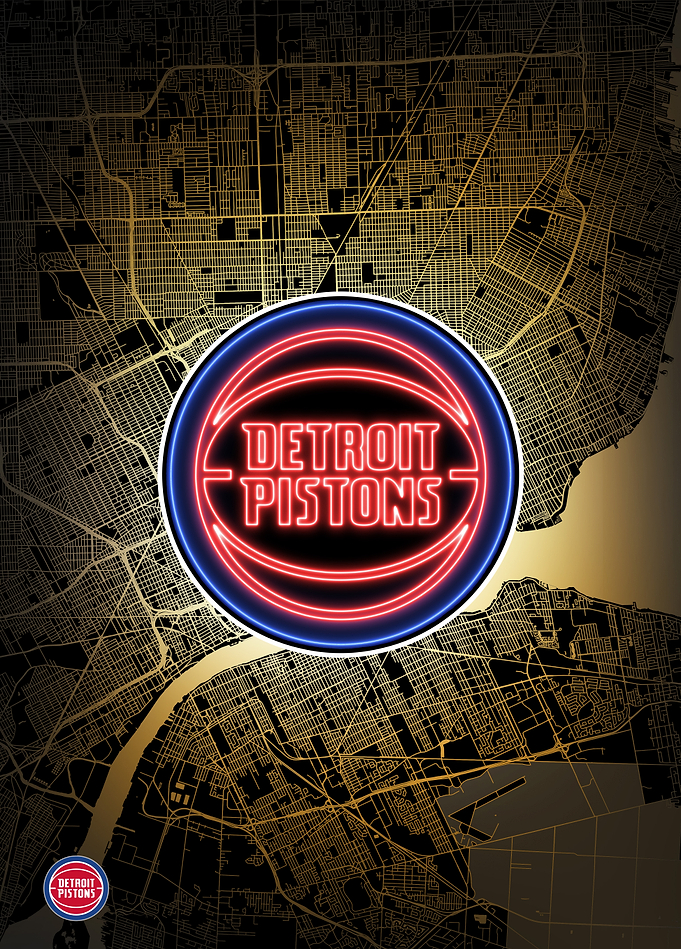Detroit City Map: Pistons Pride