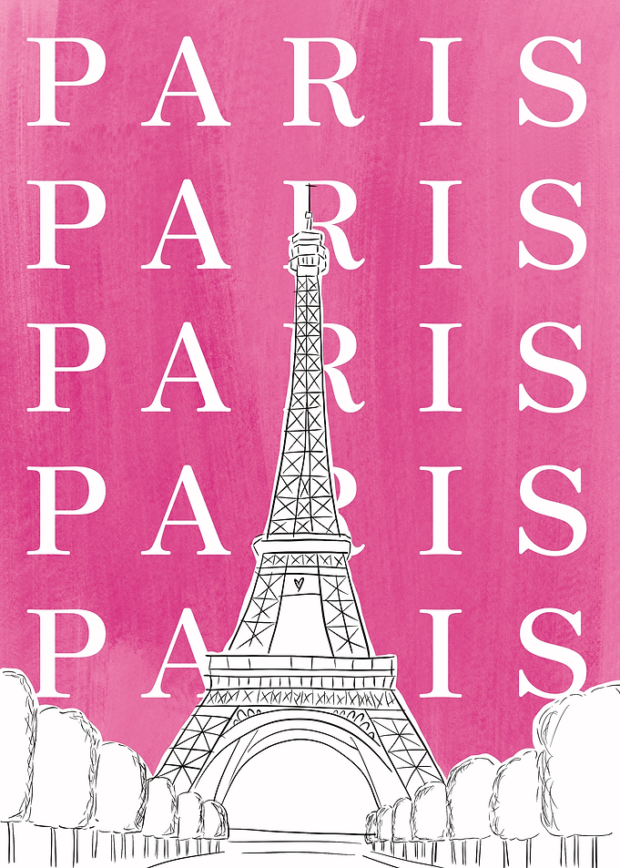 Paris Eiffel Tower Pink Poster