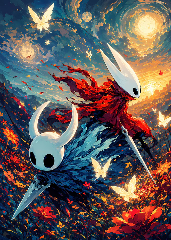 Hollow Knight and Hornet Fantasy Art