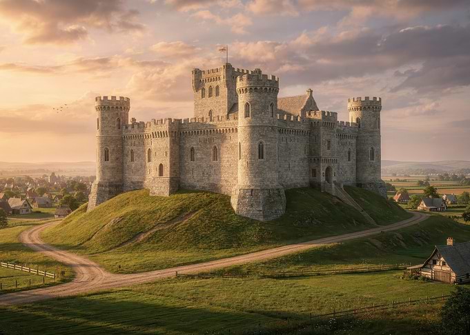 Majestic Medieval Castle at Sunset