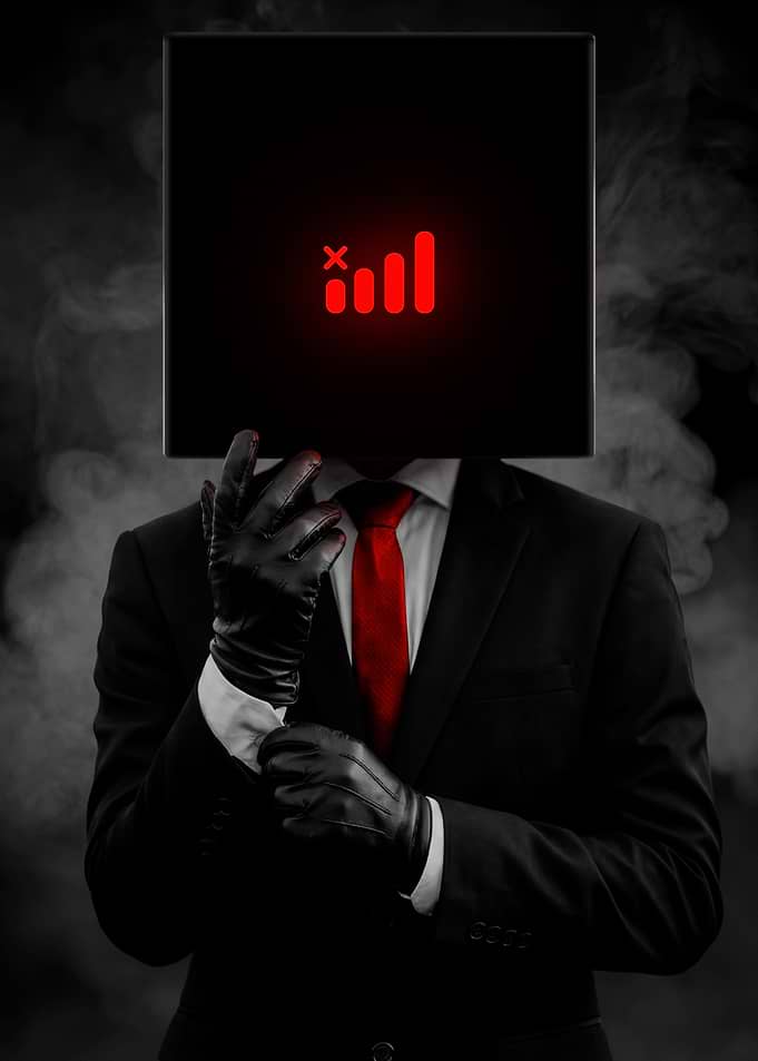 Man in Suit with No Signal Head