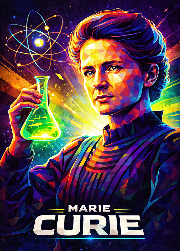Marie Curie Low Poly Portrait