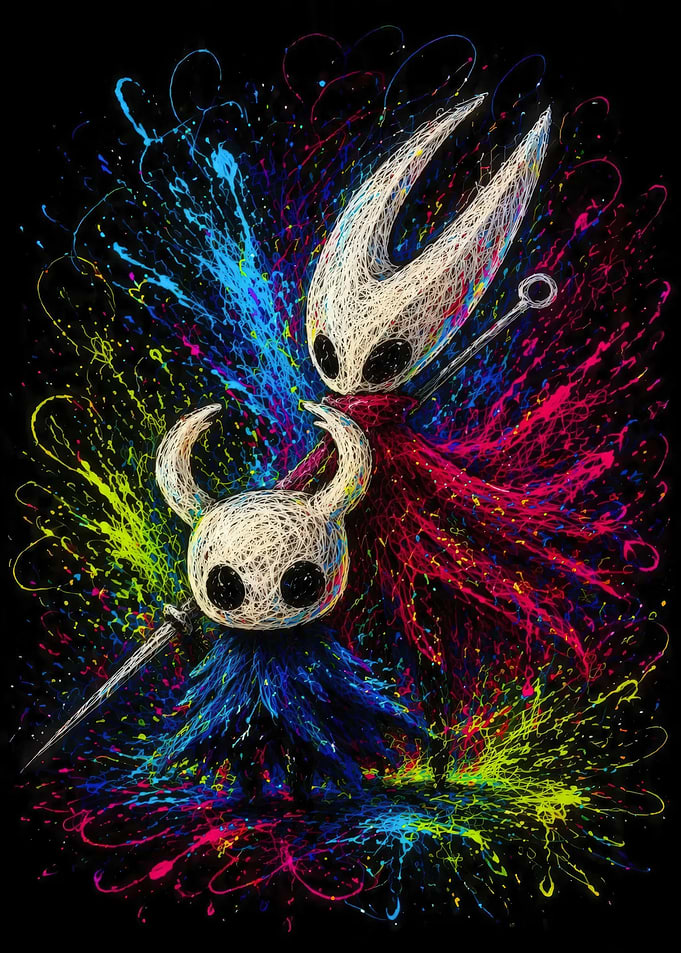 Hollow Knight and Hornet Neon Art