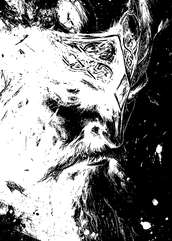 Black and White Viking Warrior Portrait