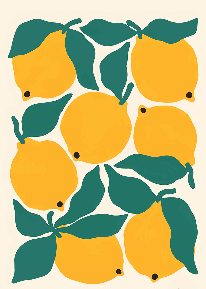 Minimalist Lemon Pattern Art Print