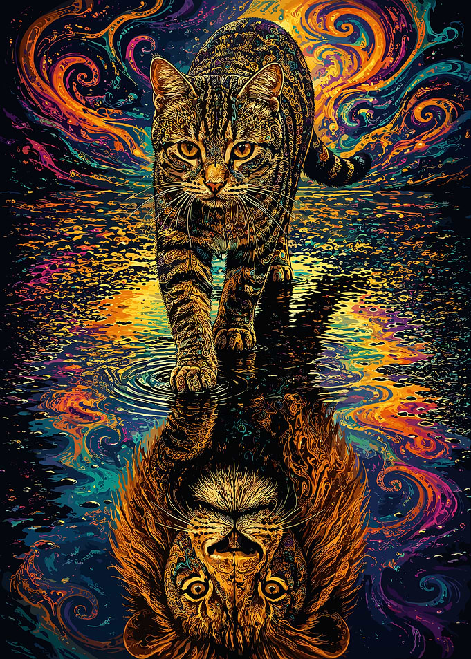 Cat Reflecting as a Lion