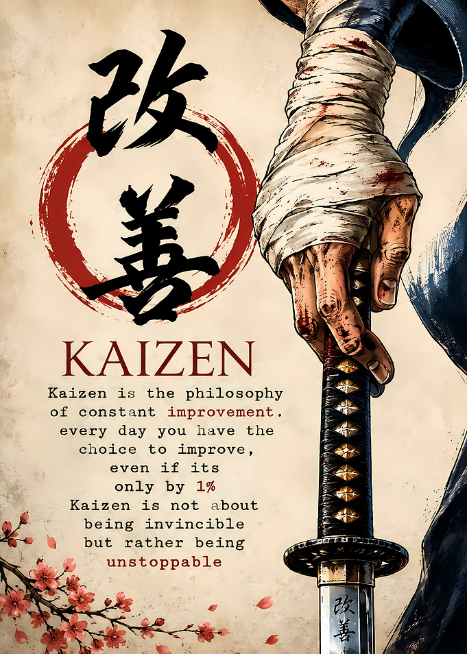 Kaizen Samurai Philosophy Motivational Poster