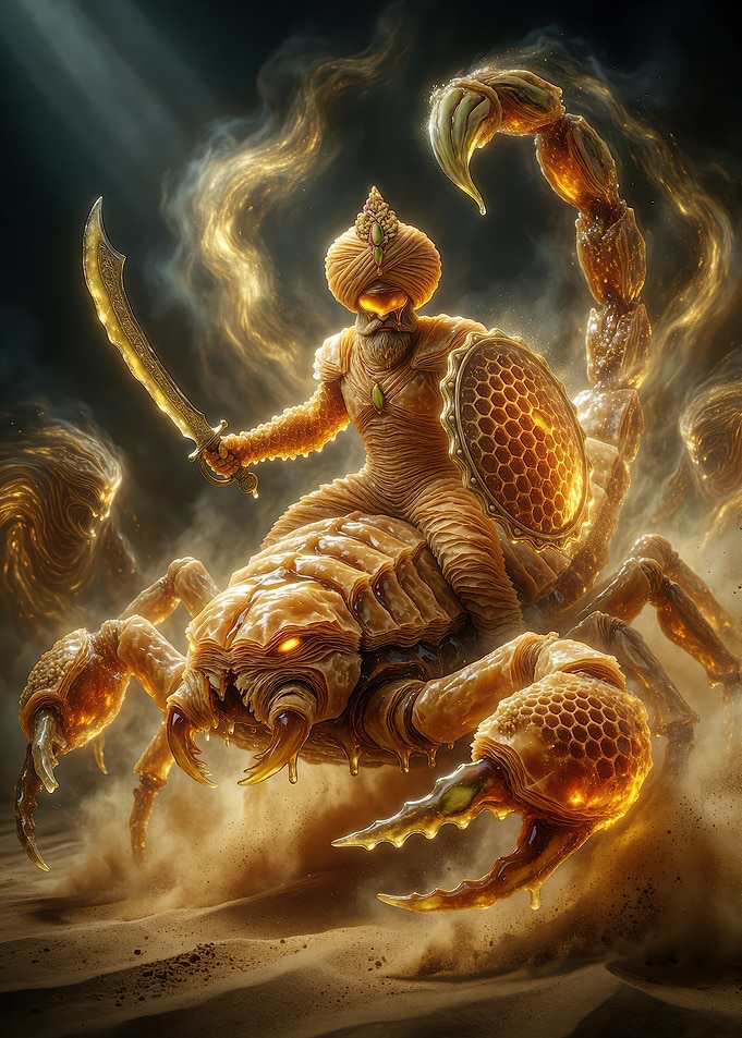 Warrior Riding a Giant Honey Scorpion