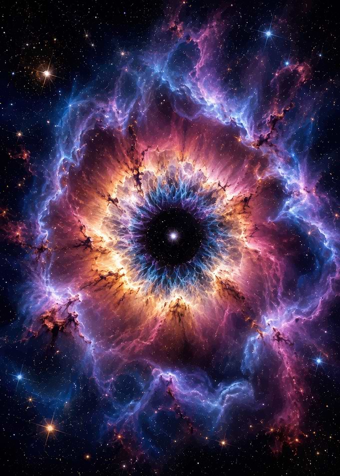 Vibrant Eye-Shaped Cosmic Nebula