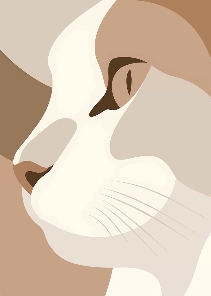 Minimalist Abstract Cat Profile Portrait