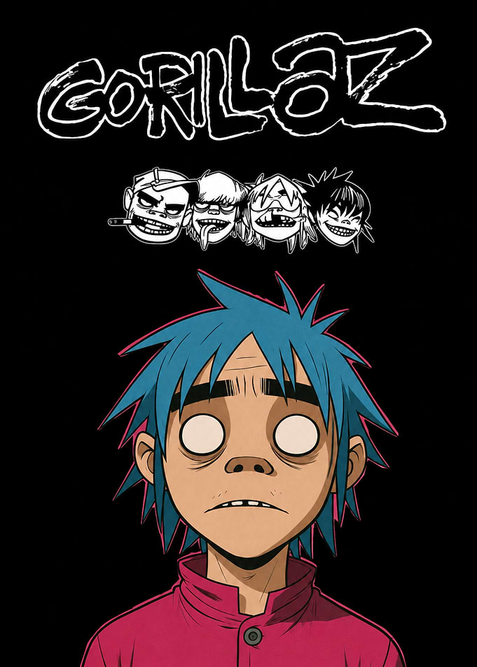 Gorillaz 2D Character Poster