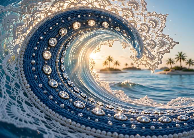 Jeweled Lace Ocean Wave