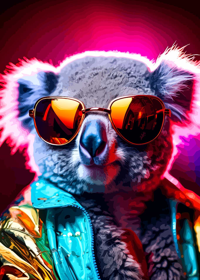 Cool Neon Koala in Sunglasses