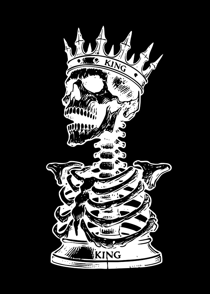 Skeleton King Chess Piece Illustration