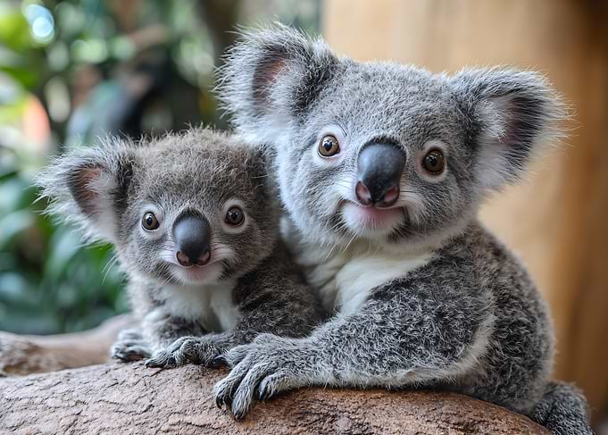 Adorable Koala Mother and Joey