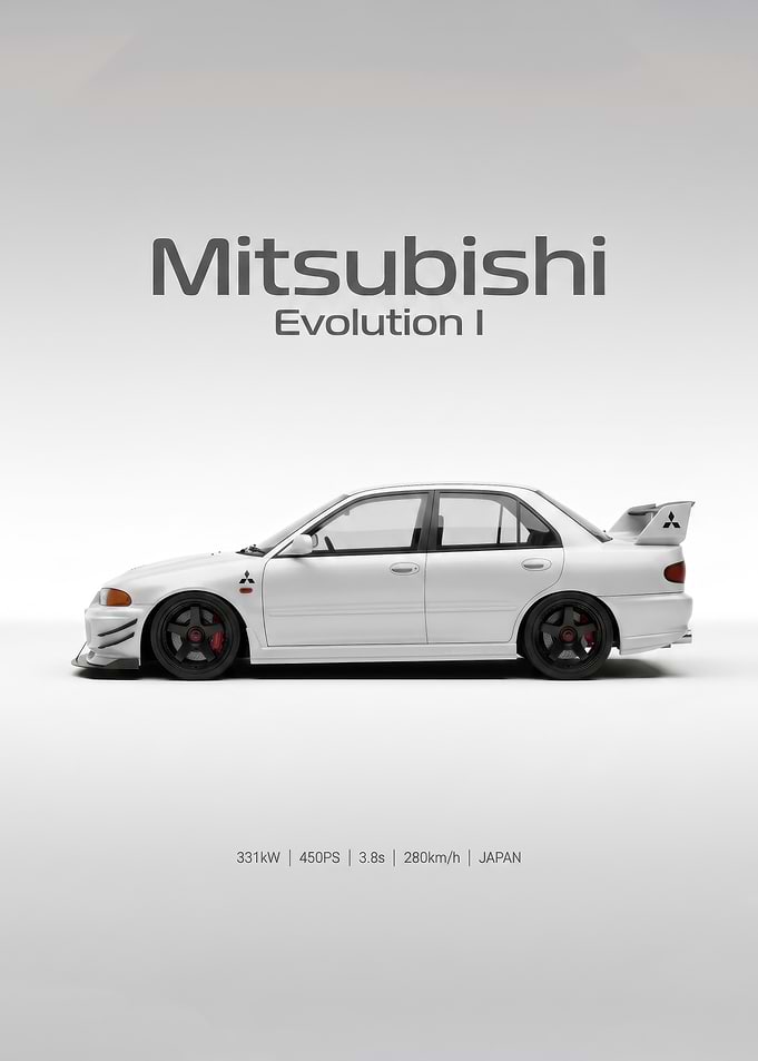 minimalist Mitsubishi Lancer Evolution I car Poster