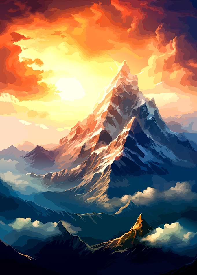 Majestic Mountain Peak at Sunset