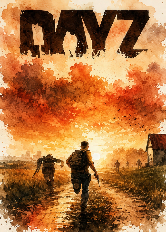 DayZ Survival Watercolor Art Poster