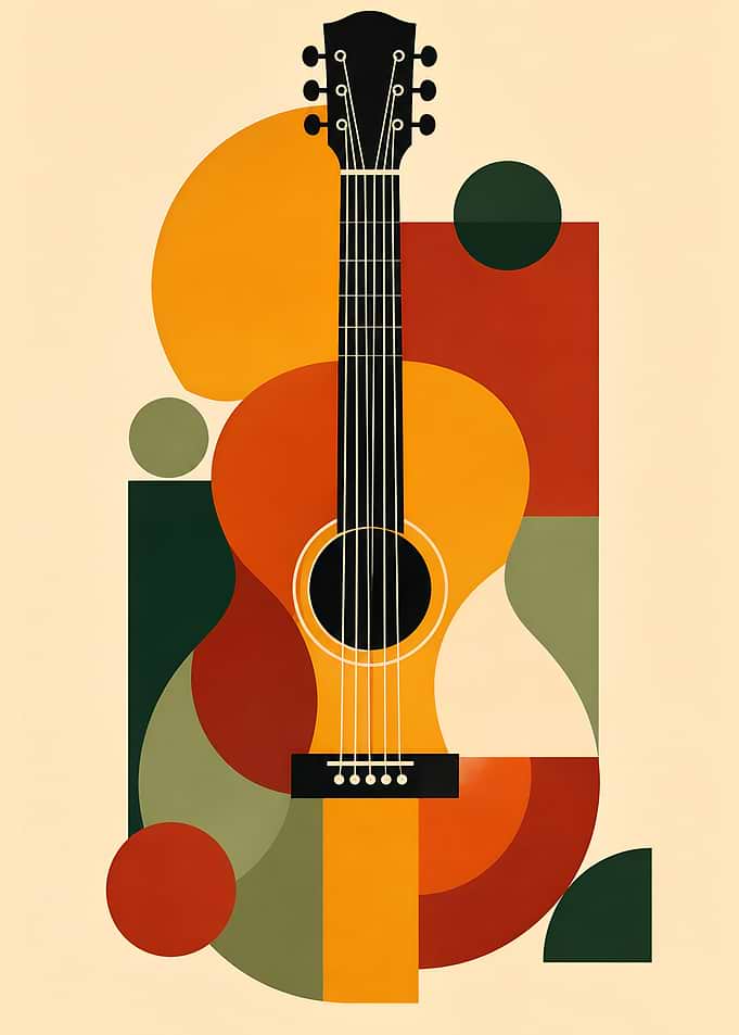Abstract Geometric Acoustic Guitar Illustration