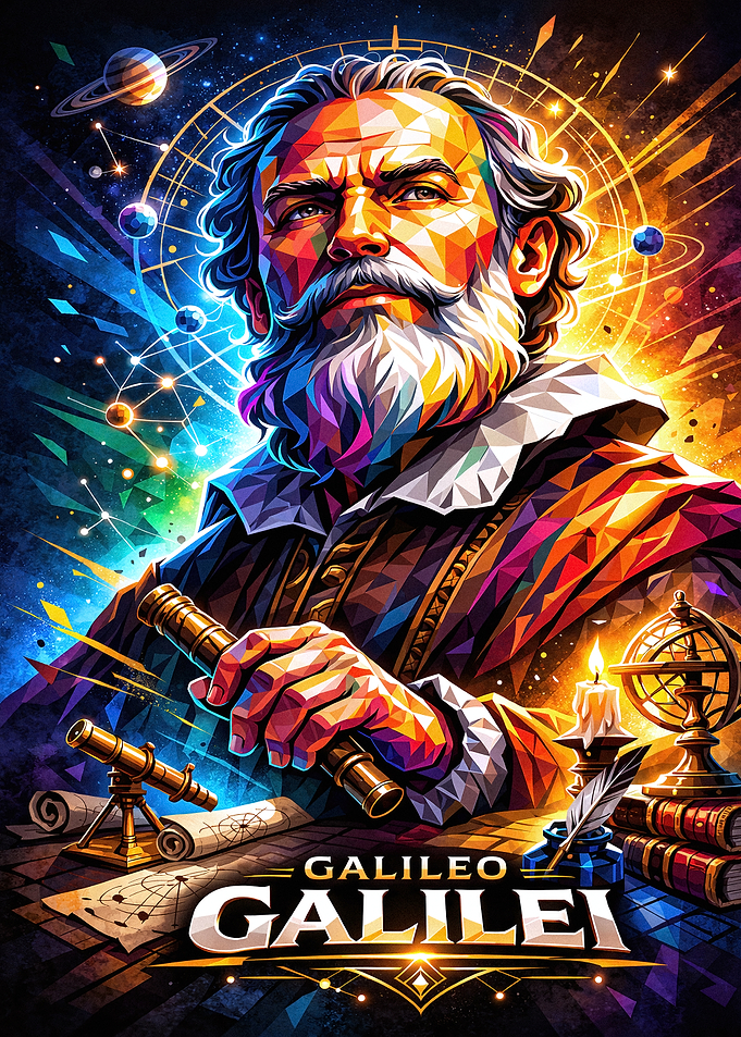 Galileo Galilei Low Poly Portrait