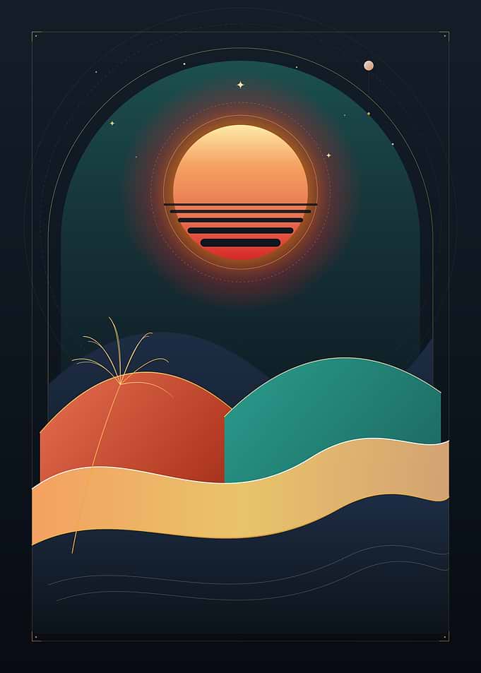 Minimalist Sunset Landscape Art