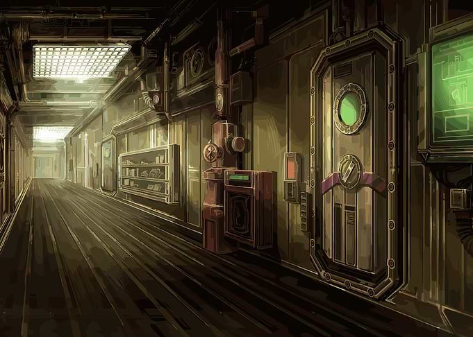 Lobotomy Corporation Futuristic Industrial Spaceship Corridor